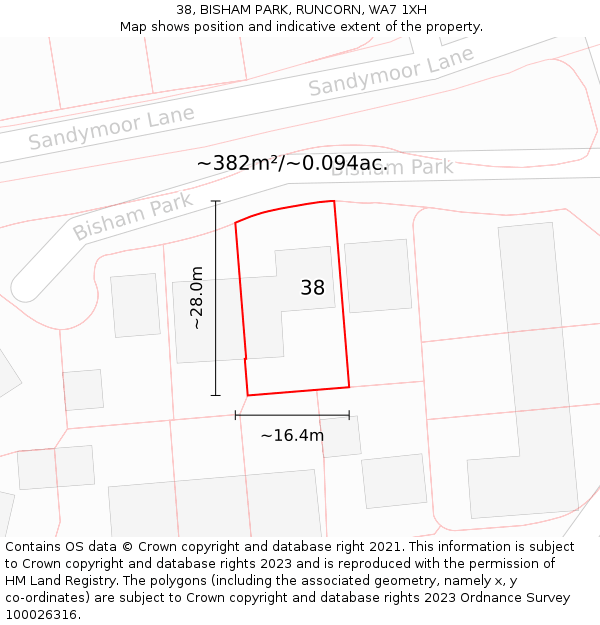 38, BISHAM PARK, RUNCORN, WA7 1XH: Plot and title map