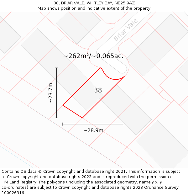 38, BRIAR VALE, WHITLEY BAY, NE25 9AZ: Plot and title map