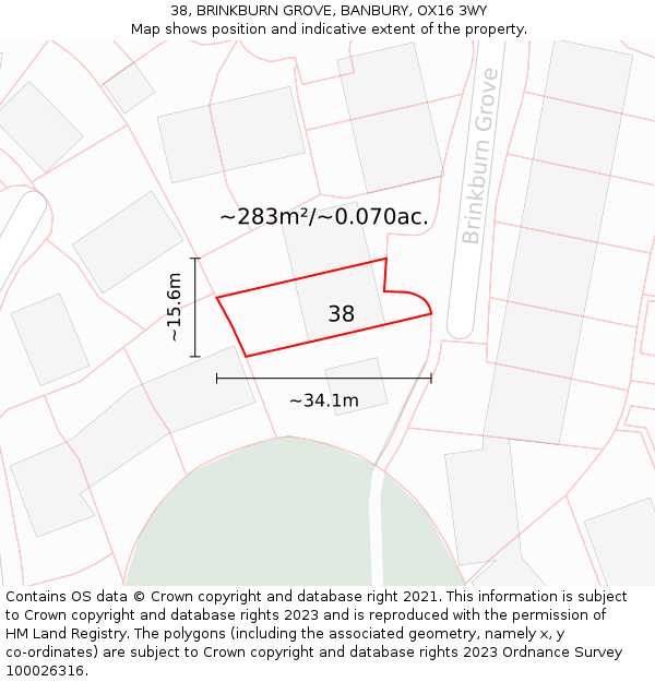 38, BRINKBURN GROVE, BANBURY, OX16 3WY: Plot and title map