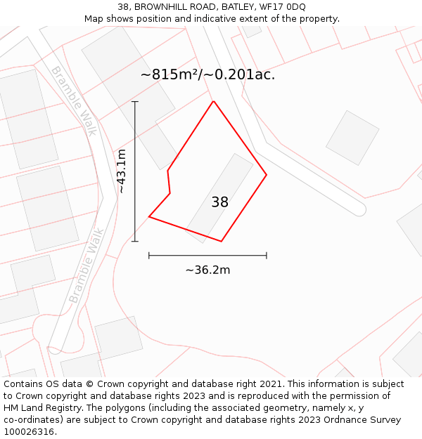 38, BROWNHILL ROAD, BATLEY, WF17 0DQ: Plot and title map