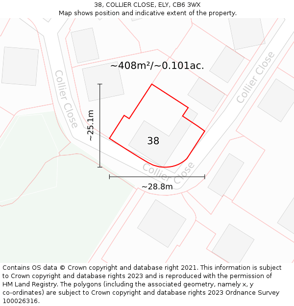 38, COLLIER CLOSE, ELY, CB6 3WX: Plot and title map