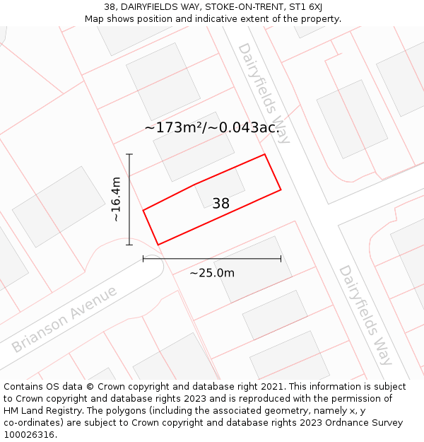 38, DAIRYFIELDS WAY, STOKE-ON-TRENT, ST1 6XJ: Plot and title map