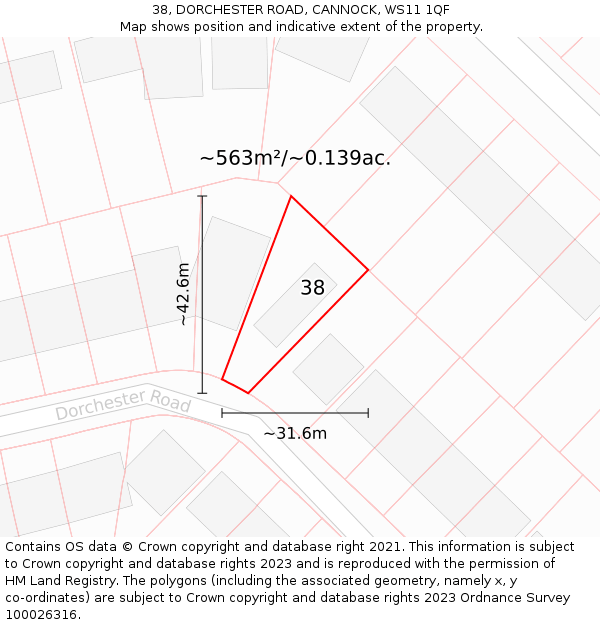 38, DORCHESTER ROAD, CANNOCK, WS11 1QF: Plot and title map