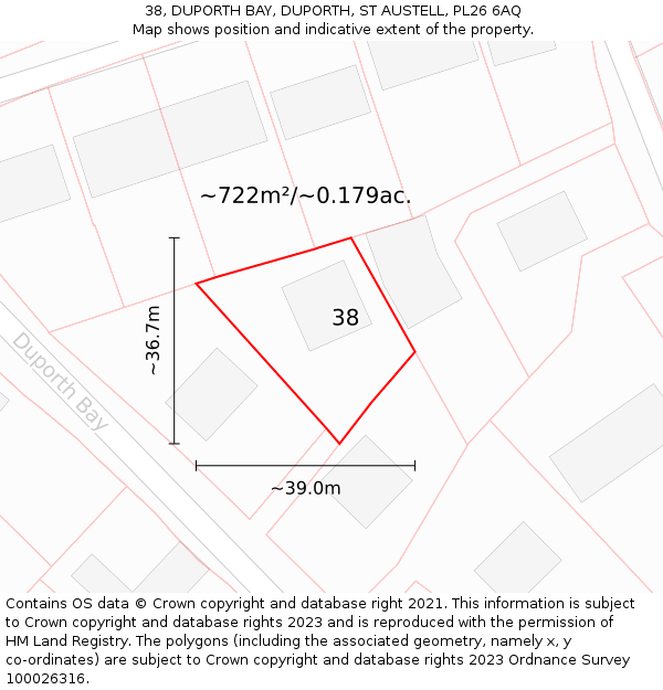 38, DUPORTH BAY, DUPORTH, ST AUSTELL, PL26 6AQ: Plot and title map