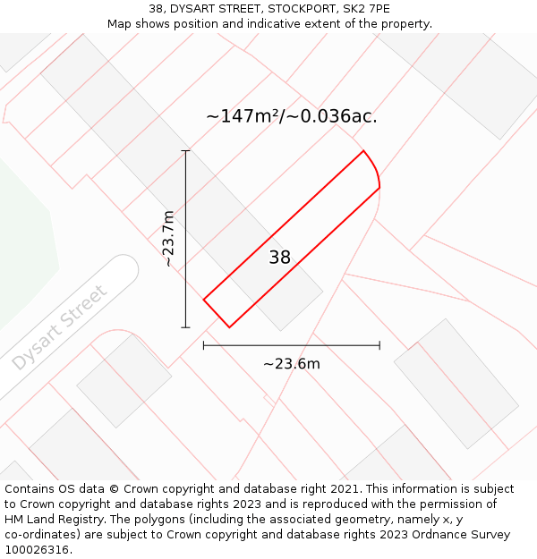 38, DYSART STREET, STOCKPORT, SK2 7PE: Plot and title map