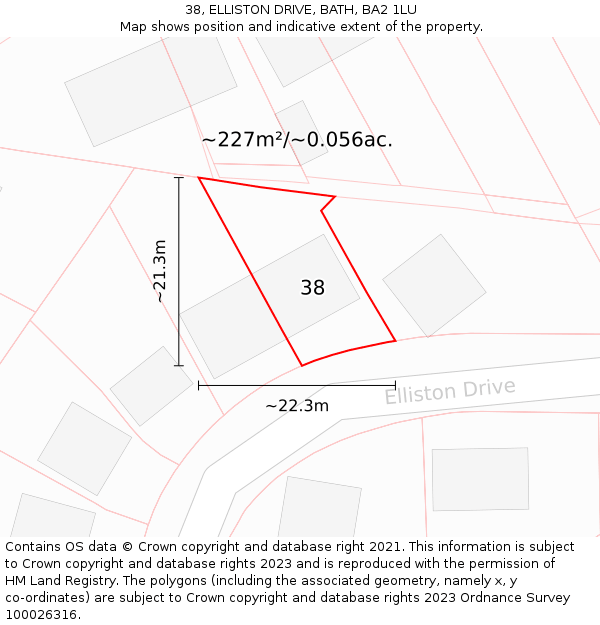 38, ELLISTON DRIVE, BATH, BA2 1LU: Plot and title map