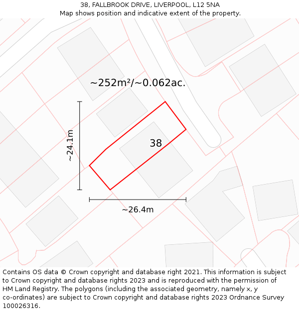 38, FALLBROOK DRIVE, LIVERPOOL, L12 5NA: Plot and title map