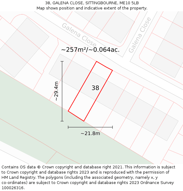 38, GALENA CLOSE, SITTINGBOURNE, ME10 5LB: Plot and title map