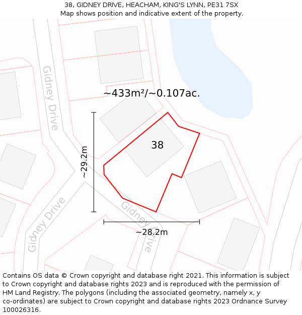 38, GIDNEY DRIVE, HEACHAM, KING'S LYNN, PE31 7SX: Plot and title map