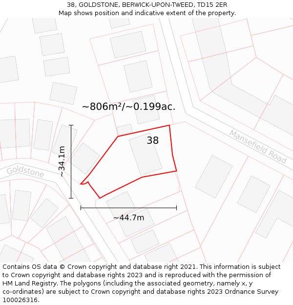 38, GOLDSTONE, BERWICK-UPON-TWEED, TD15 2ER: Plot and title map