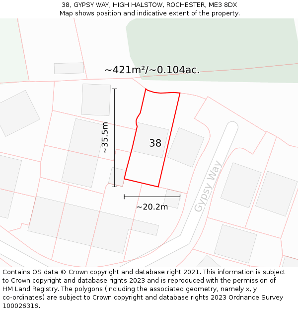 38, GYPSY WAY, HIGH HALSTOW, ROCHESTER, ME3 8DX: Plot and title map