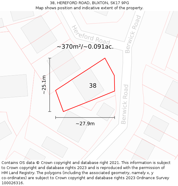 38, HEREFORD ROAD, BUXTON, SK17 9PG: Plot and title map