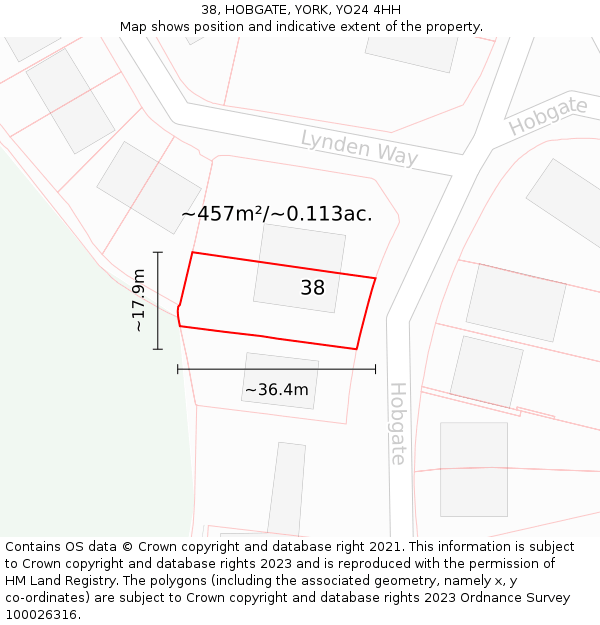 38, HOBGATE, YORK, YO24 4HH: Plot and title map