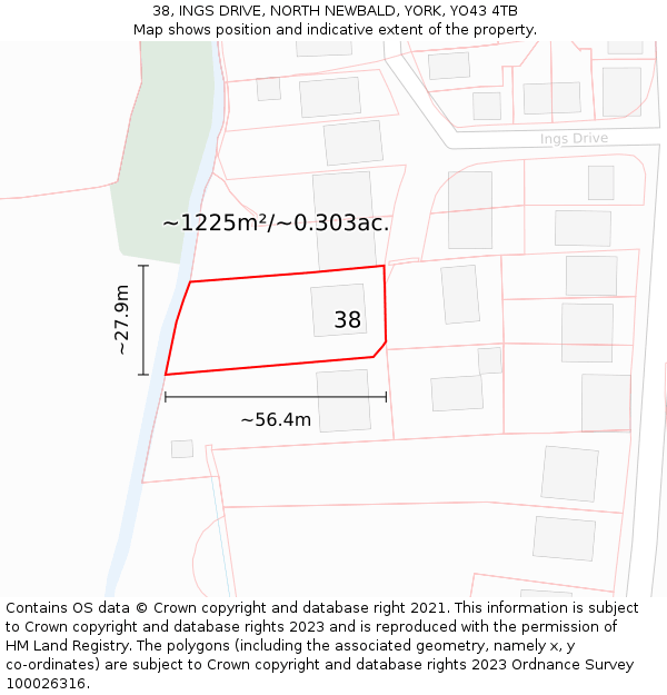 38, INGS DRIVE, NORTH NEWBALD, YORK, YO43 4TB: Plot and title map