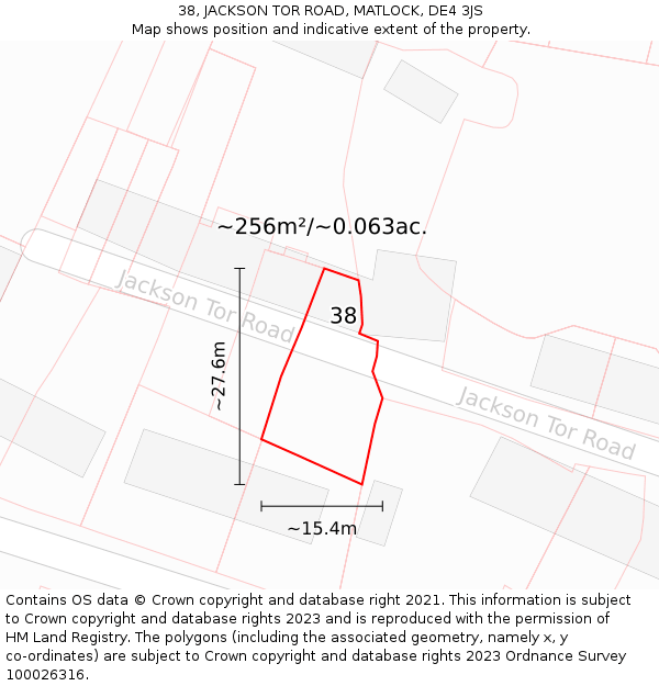 38, JACKSON TOR ROAD, MATLOCK, DE4 3JS: Plot and title map