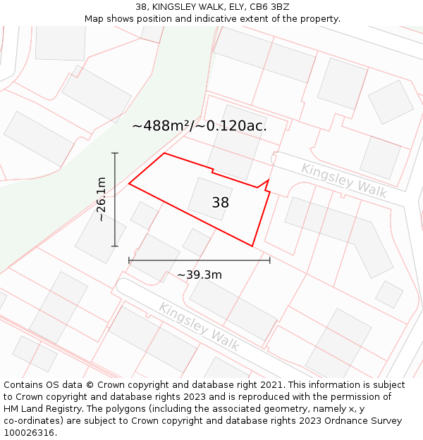 38, KINGSLEY WALK, ELY, CB6 3BZ: Plot and title map