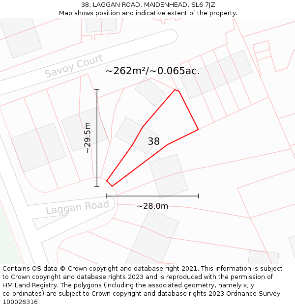 38, LAGGAN ROAD, MAIDENHEAD, SL6 7JZ: Plot and title map