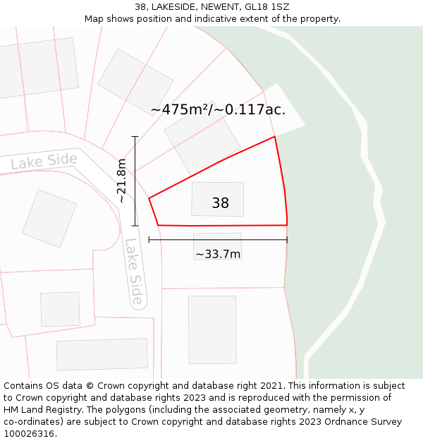 38, LAKESIDE, NEWENT, GL18 1SZ: Plot and title map