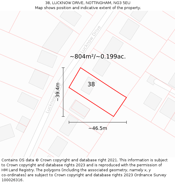 38, LUCKNOW DRIVE, NOTTINGHAM, NG3 5EU: Plot and title map