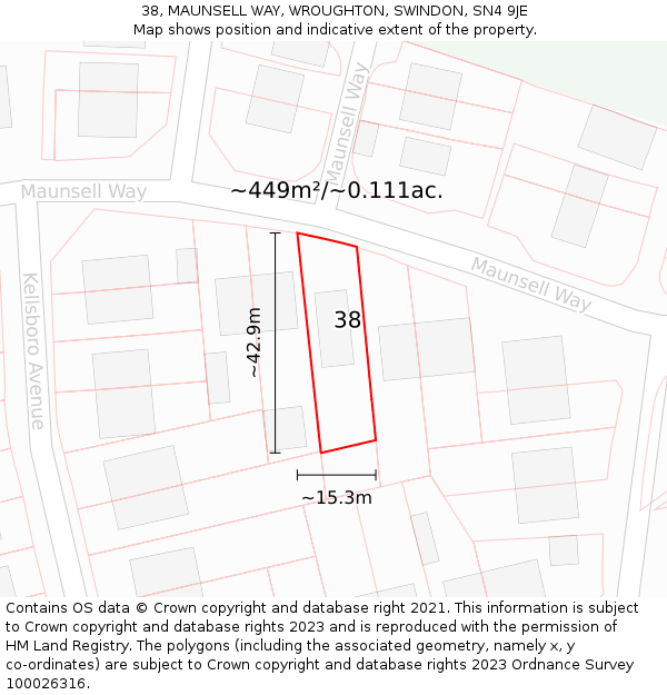 38, MAUNSELL WAY, WROUGHTON, SWINDON, SN4 9JE: Plot and title map