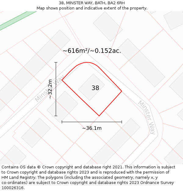 38, MINSTER WAY, BATH, BA2 6RH: Plot and title map