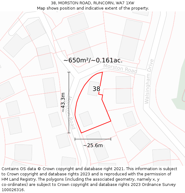 38, MORSTON ROAD, RUNCORN, WA7 1XW: Plot and title map