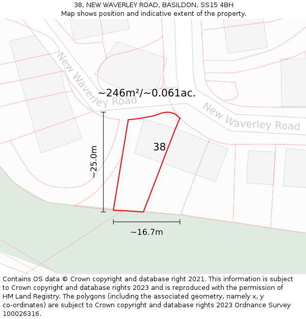 38, NEW WAVERLEY ROAD, BASILDON, SS15 4BH: Plot and title map