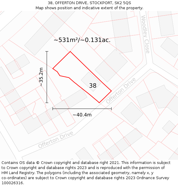 38, OFFERTON DRIVE, STOCKPORT, SK2 5QS: Plot and title map