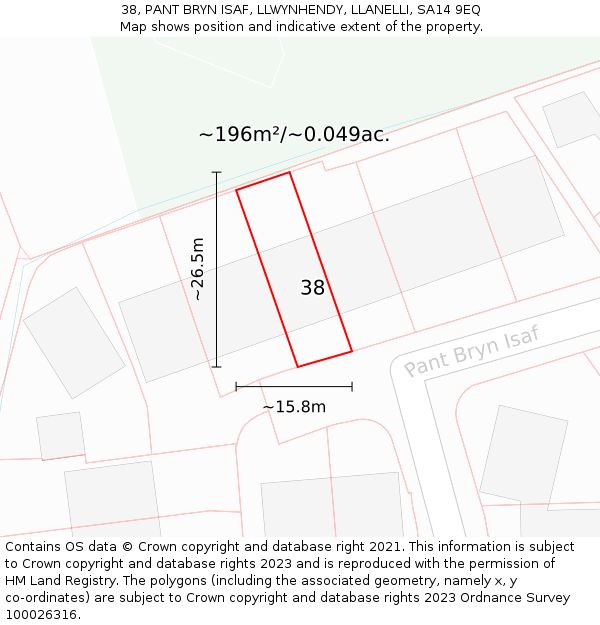 38, PANT BRYN ISAF, LLWYNHENDY, LLANELLI, SA14 9EQ: Plot and title map