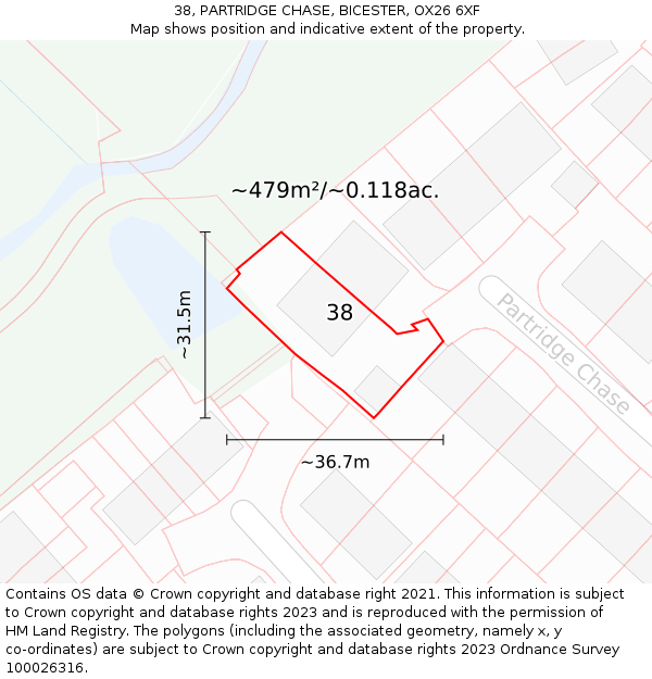 38, PARTRIDGE CHASE, BICESTER, OX26 6XF: Plot and title map