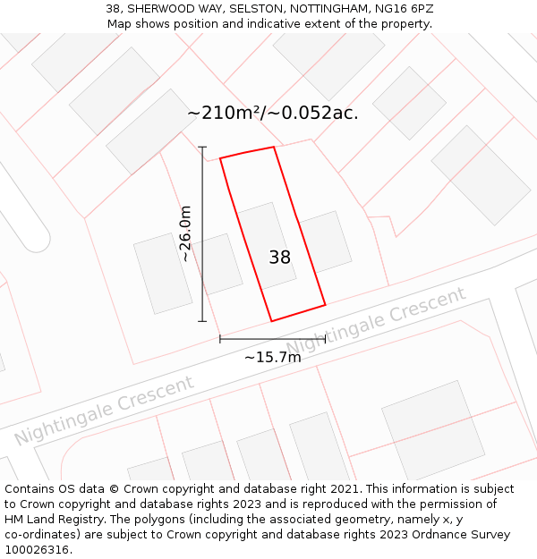 38, SHERWOOD WAY, SELSTON, NOTTINGHAM, NG16 6PZ: Plot and title map