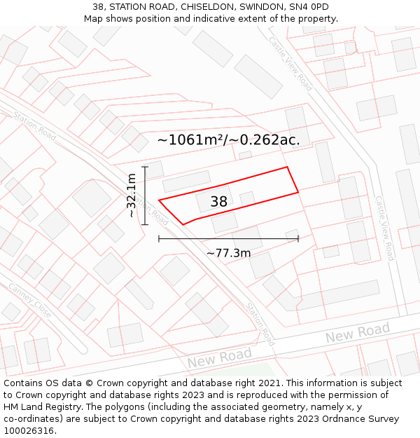 38, STATION ROAD, CHISELDON, SWINDON, SN4 0PD: Plot and title map