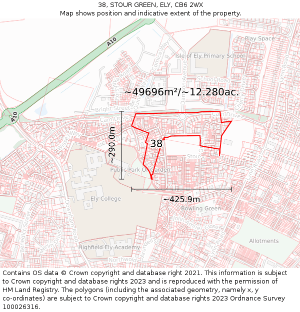 38, STOUR GREEN, ELY, CB6 2WX: Plot and title map