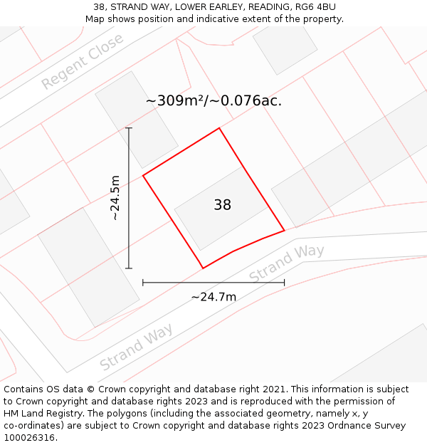 38, STRAND WAY, LOWER EARLEY, READING, RG6 4BU: Plot and title map