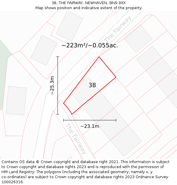 38, THE FAIRWAY, NEWHAVEN, BN9 9XX: Plot and title map