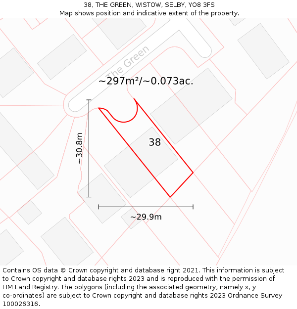 38, THE GREEN, WISTOW, SELBY, YO8 3FS: Plot and title map