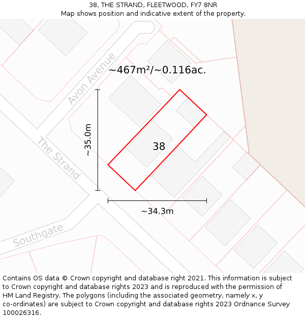 38, THE STRAND, FLEETWOOD, FY7 8NR: Plot and title map