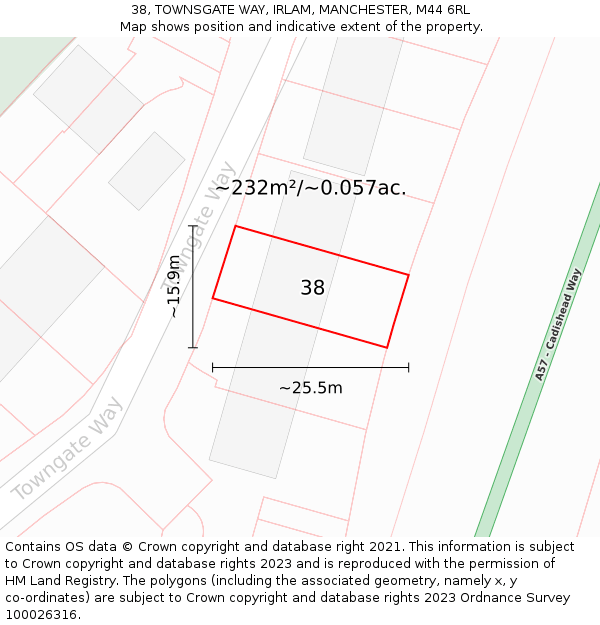 38, TOWNSGATE WAY, IRLAM, MANCHESTER, M44 6RL: Plot and title map