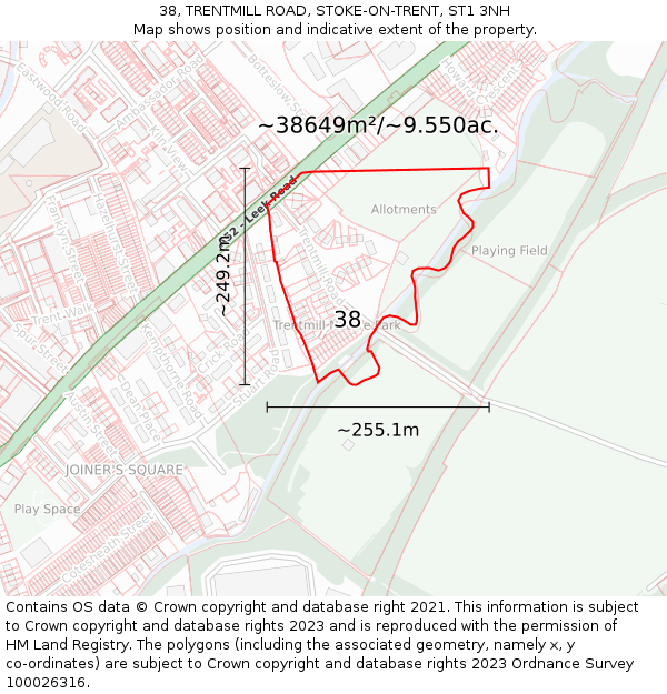 38, TRENTMILL ROAD, STOKE-ON-TRENT, ST1 3NH: Plot and title map