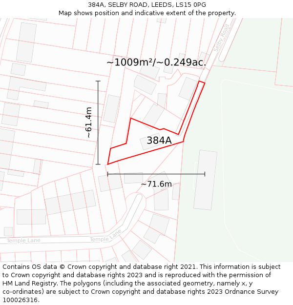 384A, SELBY ROAD, LEEDS, LS15 0PG: Plot and title map