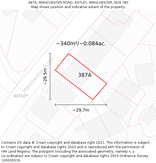 387A, MANCHESTER ROAD, ASTLEY, MANCHESTER, M29 7BY: Plot and title map