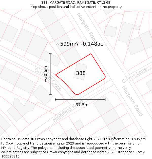 388, MARGATE ROAD, RAMSGATE, CT12 6SJ: Plot and title map