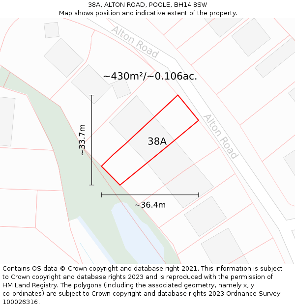 38A, ALTON ROAD, POOLE, BH14 8SW: Plot and title map