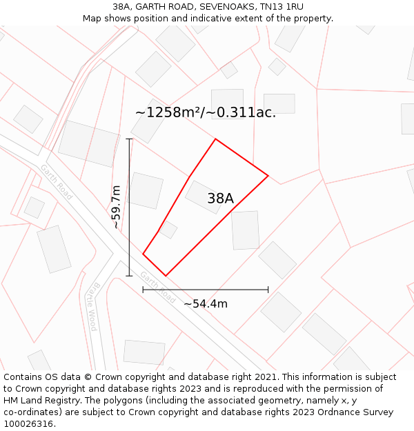 38A, GARTH ROAD, SEVENOAKS, TN13 1RU: Plot and title map