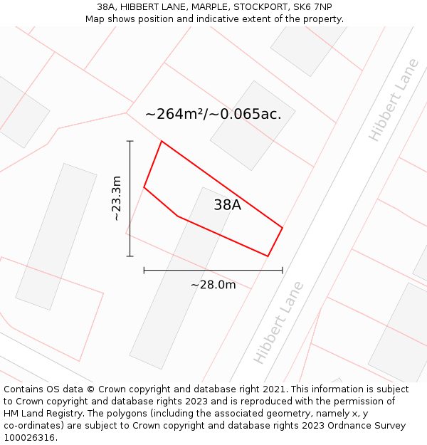 38A, HIBBERT LANE, MARPLE, STOCKPORT, SK6 7NP: Plot and title map