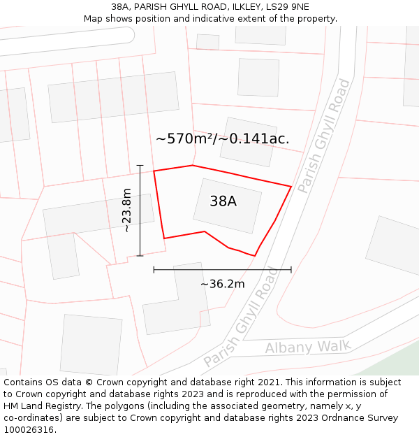 38A, PARISH GHYLL ROAD, ILKLEY, LS29 9NE: Plot and title map