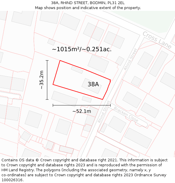 38A, RHIND STREET, BODMIN, PL31 2EL: Plot and title map