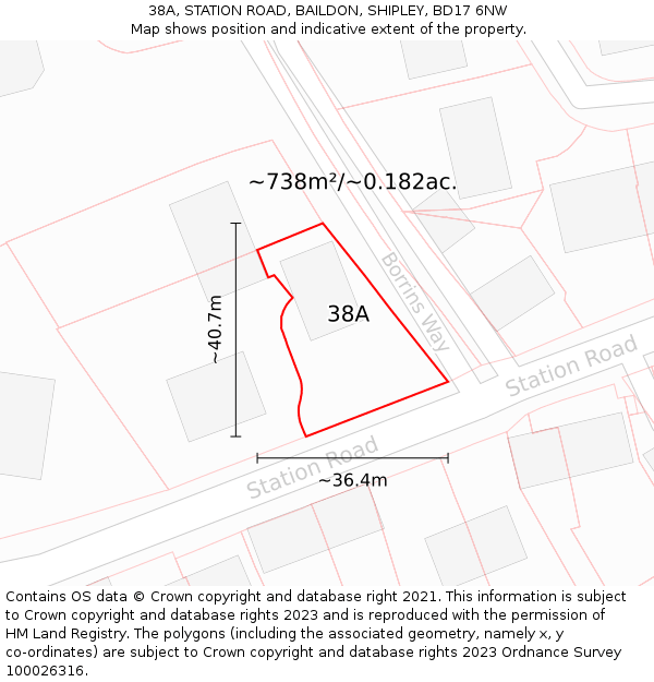 38A, STATION ROAD, BAILDON, SHIPLEY, BD17 6NW: Plot and title map