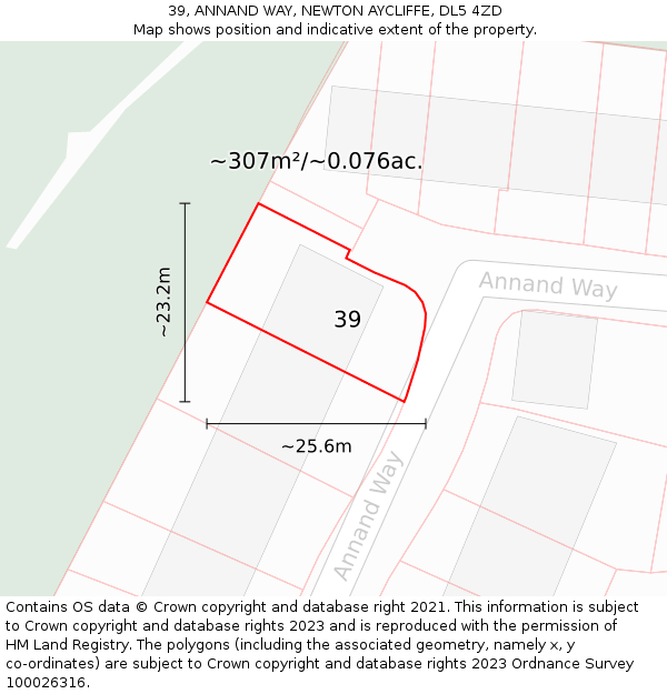 39, ANNAND WAY, NEWTON AYCLIFFE, DL5 4ZD: Plot and title map