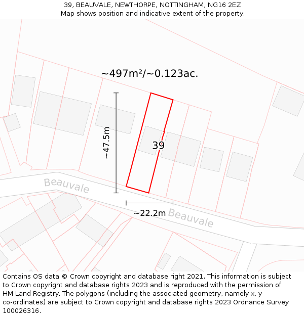 39, BEAUVALE, NEWTHORPE, NOTTINGHAM, NG16 2EZ: Plot and title map